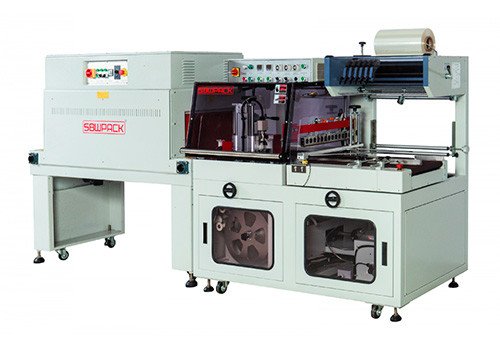 Экономичная система FL-5545TBC+SM-5030: машина для упаковки с боковой сваркой шва и термоусадочный туннель