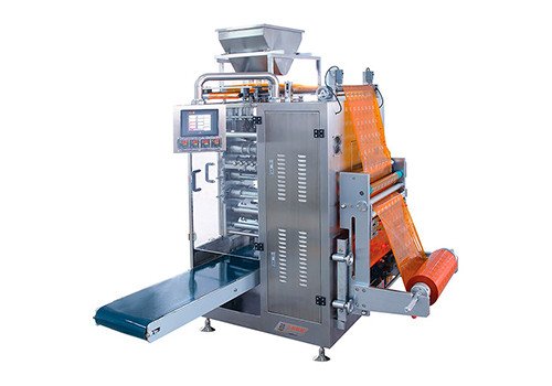 Многоканальная упаковочная машина DXDO-K500E для фасовки гранул в пакеты с четырехсторонней запайкой