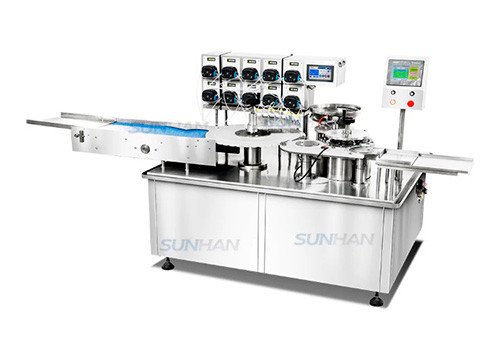 SH-AFY1 Automatic Monoblock Peristaltic Pump 10 Heads Labora-tory Vial Small Glass Bottle Cosmetic Serum Liquid Filling Stopper Capping Machine