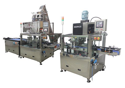 Автоматическая роторная машина для наполнения и закатки банок с многоголовочным весовым дозатором HSY-RCS+MW14S