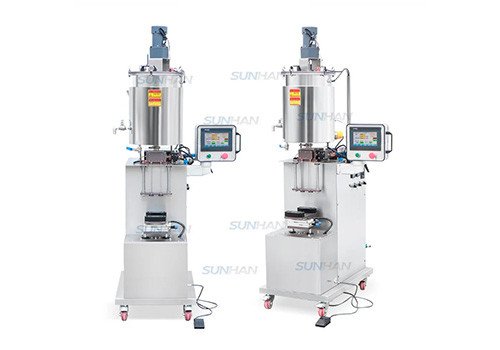 SH-CCF1500 Semi-automatic Pressurized Double Heads Quantita-tive Eyeshadow Liquid Eyeliner Paste Heating Mixing Filling Machine