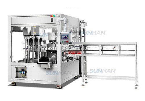 SH-AFC12M High Speed Automatic 6 Heads Rotary Servo Piston Pump Spout Bag Pouch Filling Capping Packing Machine