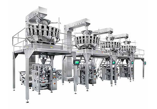 Автоматическая высокоскоростная упаковочная линия с многоголовочным весовым дозатором JT-520VW
